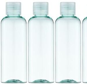 LISAPACK 3.4Oz Travel Bottles with Flip Cap (5 Pcs) Empty Dispenser Container for Travel Size Cosmetics (100ml, Light Green)