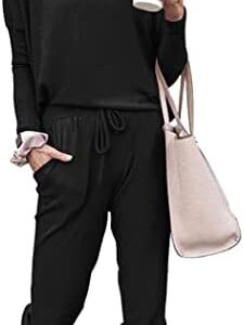 PRETTYGARDEN Women's Two Piece Outfit Long Sleeve Crewneck Pullover Tops And Long Pants Tracksuit