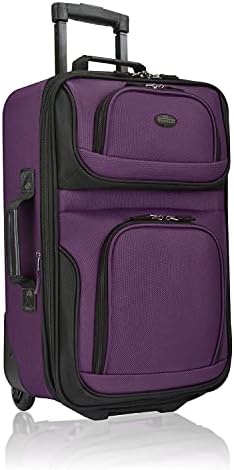 U.S. Traveler Rio Rugged Fabric Expandable Carry-on Luggage, Purple, 2 Wheel - Image 3