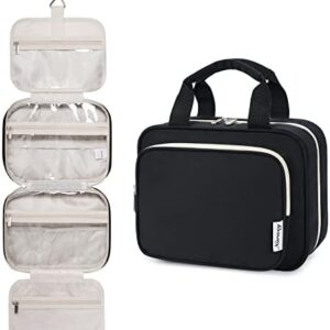 Narwey Hanging Toiletry Bag for Women Travel Makeup Bag Organizer Toiletries Bag for Travel Size Essentials Accessories Cosmetics (Black (Medium))