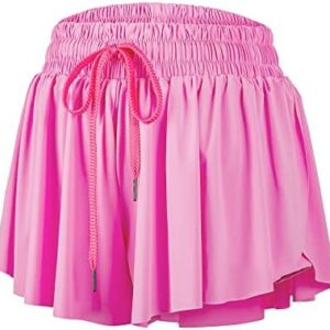 Flowy Athletic Shorts for Women Gym Yoga Workout Running Biker Spandex Butterfly Tennis Skirts Cute Clothes Summer