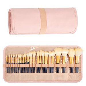 OCHEAL Makeup Brush Holder,Makeup Brush Organizer,Travel Makeup Brushes Bag Cosmetic Bags Pouch for Women Eyebrow Pencil Brushes Makeup Artist -Pink
