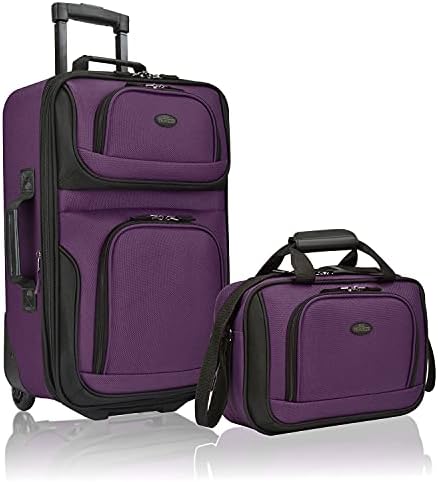 U.S. Traveler Rio Rugged Fabric Expandable Carry-on Luggage, Purple, 2 Wheel