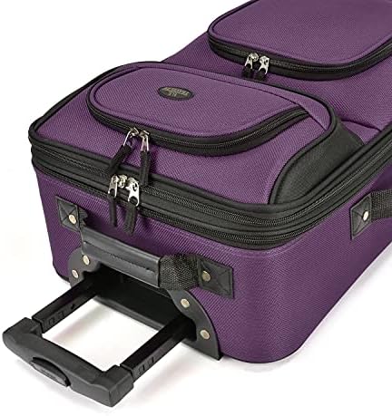 U.S. Traveler Rio Rugged Fabric Expandable Carry-on Luggage, Purple, 2 Wheel - Image 6