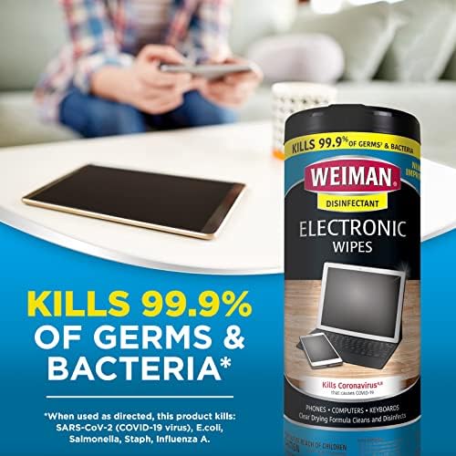 Weiman Electronic & Screen Disinfecting Wipes - Safely Clean and Disinfect Your Phone, Laptop Keyboard, Tablets, Lens Wipes - 30 Count | 2 Pack - Image 6