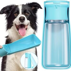 Portable Dog Water Bottle Dispenser [Leak Proof & Foldable] Dog Travel Water Bottle Bowl Accessories for Puppy Small Medium Large Dogs Pet Water Bottles for Dogs Walking Outdoor Hiking Travel 19OZ